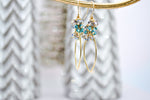 Crystal Iridescent teal green and gold  teardrop earrings - aNella Designs