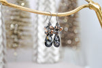 Crystal teardrop chandelier earring | Dark silver and black crystal earrings | Night out statement jewelry |  aNella Designs