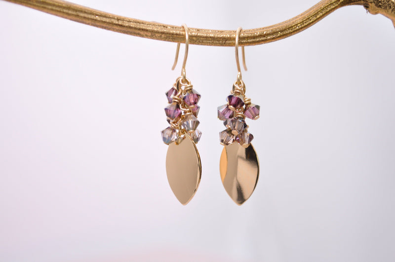 Amethyst teardrop crystal earrings  - aNella Designs