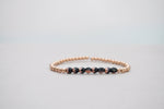 3mm Rose Gold Filled Bracelet with Matt black and Rose Gold Fire Polished Beads | Friendship bracelet | Stackable elastic stretch