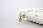 Peridot light green crystal earrings with golden brass teardrops - aNella Designs