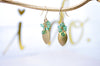 Peridot light green crystal earrings with golden brass teardrops - aNella Designs