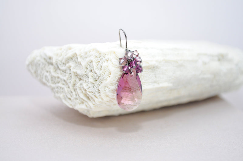 Purple amethyst teardrop crystal earrings - aNella Designs