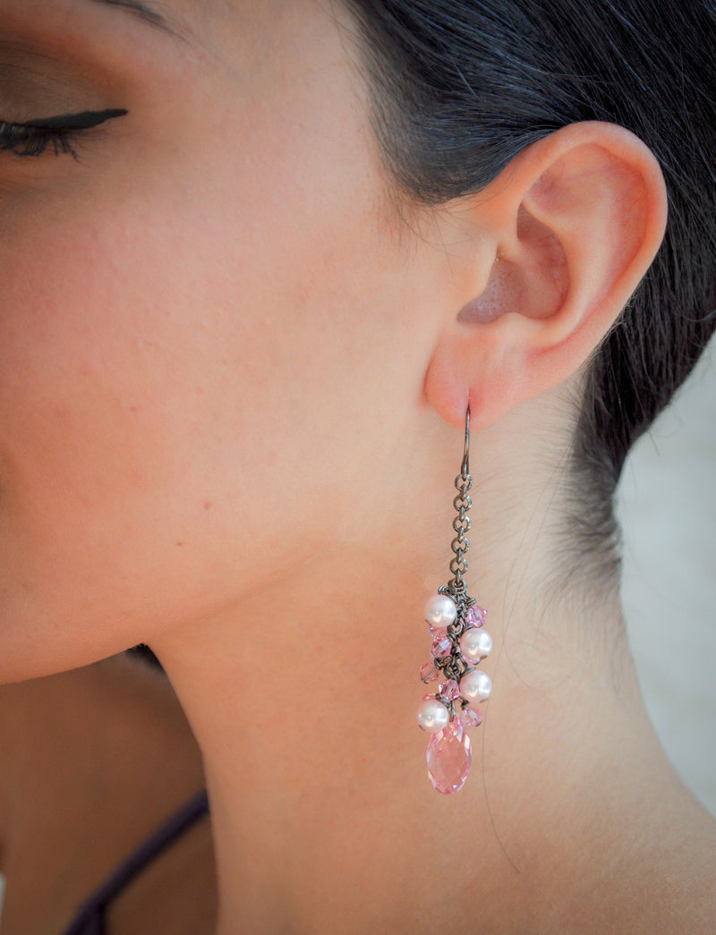 Light Pink Floral Design Stud Earrings | Online | Lovely Wedding Mall