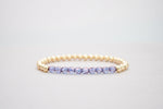 4mm Gold Filled Bracelet with Tanzanite Fire Polished Beads | Stretch stackable layering yellow gold bracelet | Roll on purple bracelet