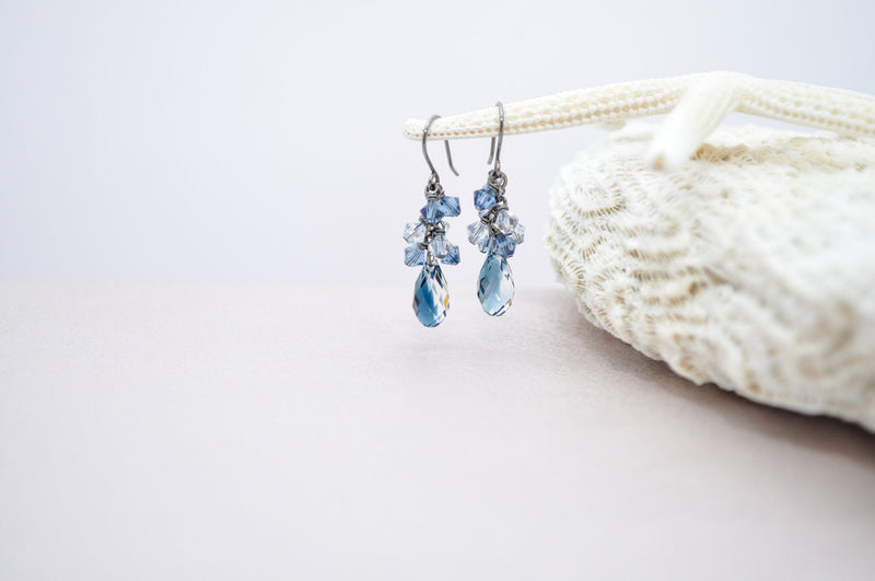Blue blend crystal teardrop earrings - aNella Designs