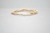 4mm and 2mm Gold Filled Stack Bracelet with White Fire Polished Beads | Friendship bracelet | Stackable elastic stretch