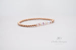 3mm Rose Gold Filled Bracelet with Light Amethyst Polished Beads | Stretch stackable layering pink gold bracelet | Roll on pink bracelet