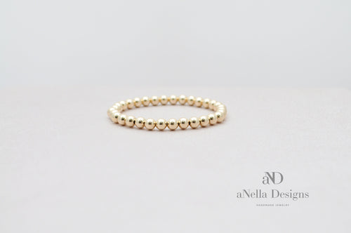 5mm Gold Filled Bracelet | Stretch elastic jewelry | Minimalist stackable bracelet | Dainty gold beaded bracelet - aNella Designs