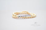 4mm Gold Filled Bracelet with Tanzanite Starlight Color Beads | Stretch stackable layering yellow gold bracelet | Roll on purple bracelet