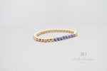 4mm Gold Filled Bracelet with Opaque Lilac Fire Polished Beads | Stretch stackable layering yellow gold bracelet | Roll on purple bracelet