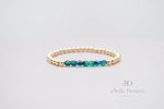 4mm Gold Filled Bracelet with Green Blue Fire Polished Beads | Stretch stackable layering yellow gold bracelet | Roll on green bracelet