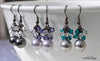 Lavendar pearl earrings with crystals